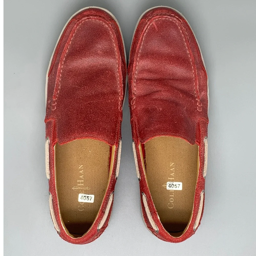 Cole Haan Pinch Weekender Red Suede Loafer Shoes C12438‎ Men's Sz 9.5